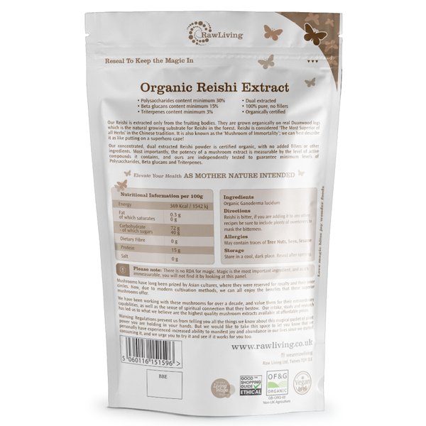 16:1 Reishi Organic Dual Extract | 15% Beta Glucans | Extracted From Whole Red Reishi top Mushrooms | High Quality