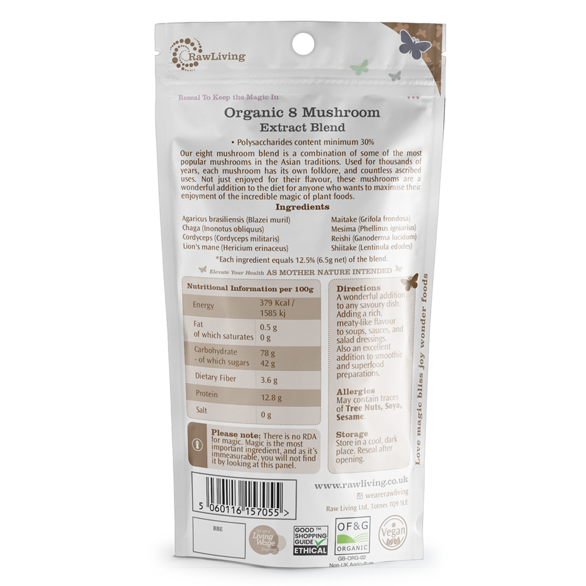 8 Mushroom Extract Powder - Organic (20g, 50g, 250g, 1kg)